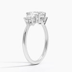 Princess Cut Three Stone Diamond Ring Platinum Emerald Engagement Ring