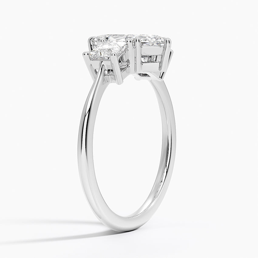Princess Cut Three Stone Diamond Ring Platinum Marquise Engagement Ring