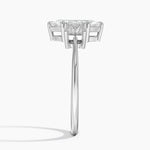 Princess Cut Three Stone Diamond Ring Platinum Marquise Engagement Ring