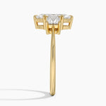 Princess Cut Three Stone Diamond Ring Yellow Gold 18k Marquise Engagement Ring
