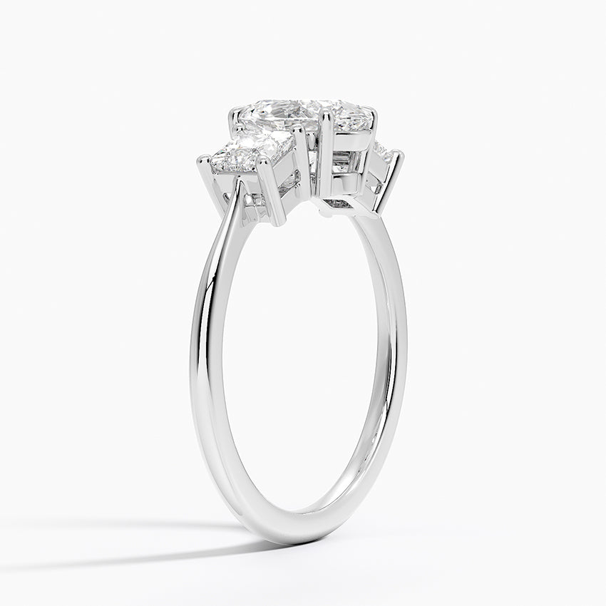 Princess Cut Three Stone Diamond Ring Platinum Oval Engagement Ring