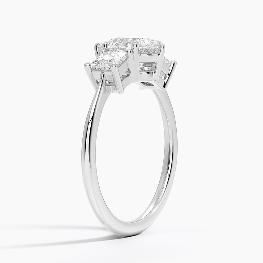 Princess Cut Three Stone Diamond Ring Platinum Pear Engagement Ring