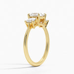 Princess Cut Three Stone Diamond Ring Yellow Gold 18k Princess Engagement Ring