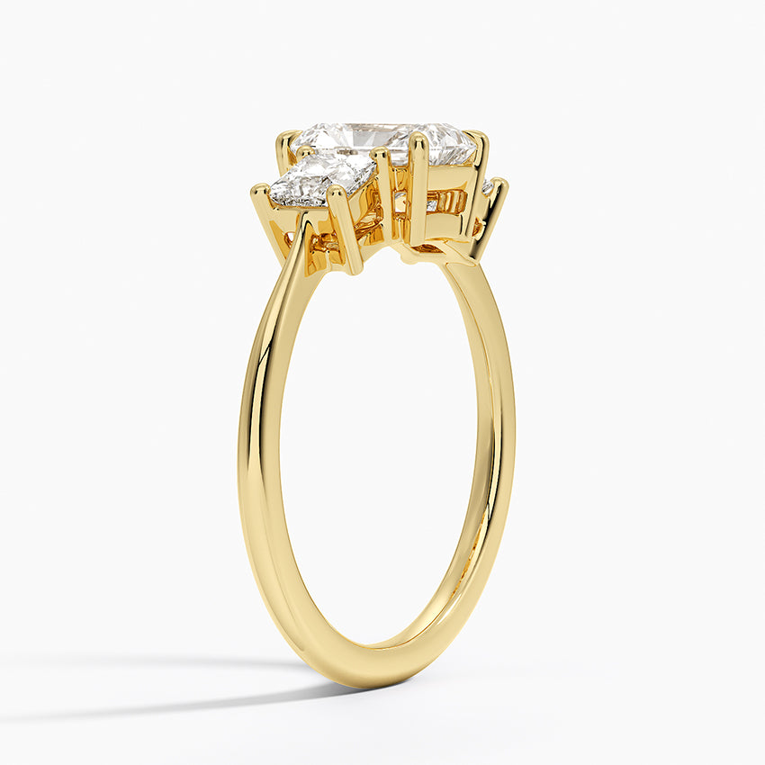 Princess Cut Three Stone Diamond Ring Yellow Gold 18k Radiant Engagement Ring