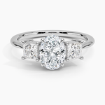 Princess Cut Three Stone Diamond Ring Platinum Oval Engagement Ring