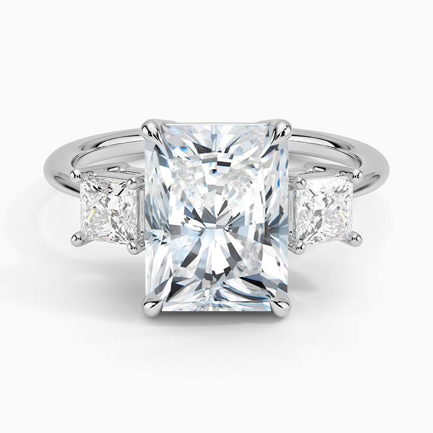 Princess Cut Three Stone Diamond Ring Platinum Radiant Engagement Ring