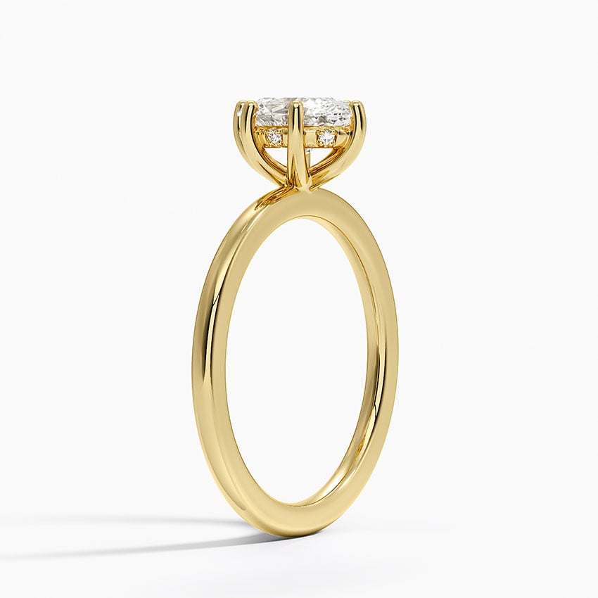 Sydney Perfect Fit Hidden Halo Six-Prong Diamond Ring Yellow Gold 18k Oval Engagement Ring