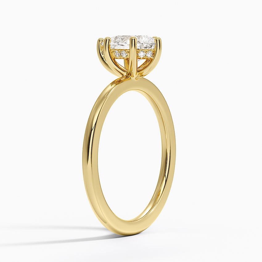 Sydney Perfect Fit Hidden Halo Six-Prong Diamond Ring Yellow Gold 18k Pear Engagement Ring
