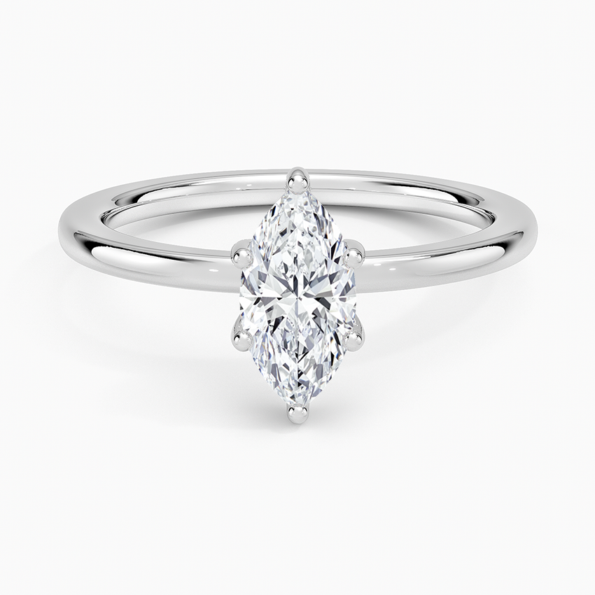 Sydney Perfect Fit Hidden Halo Six-Prong Diamond Ring Platinum Marquise Engagement Ring