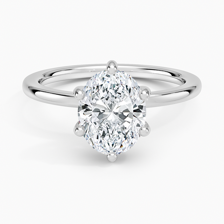 Sydney Perfect Fit Hidden Halo Six-Prong Diamond Ring Platinum Oval Engagement Ring