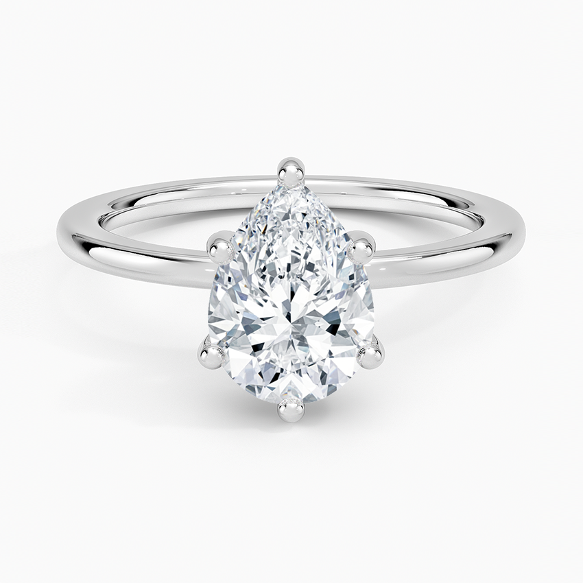 Sydney Perfect Fit Hidden Halo Six-Prong Diamond Ring Platinum Pear Engagement Ring