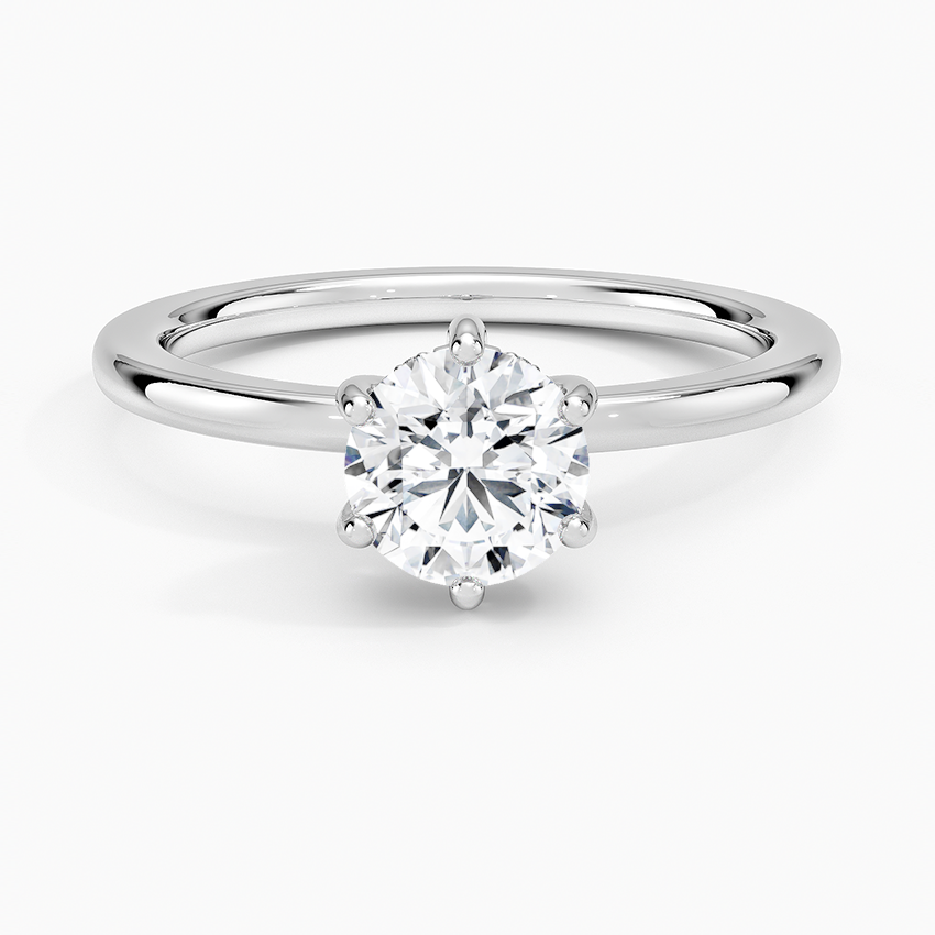 Sydney Perfect Fit Hidden Halo Six-Prong Diamond Ring Platinum Round Engagement Ring