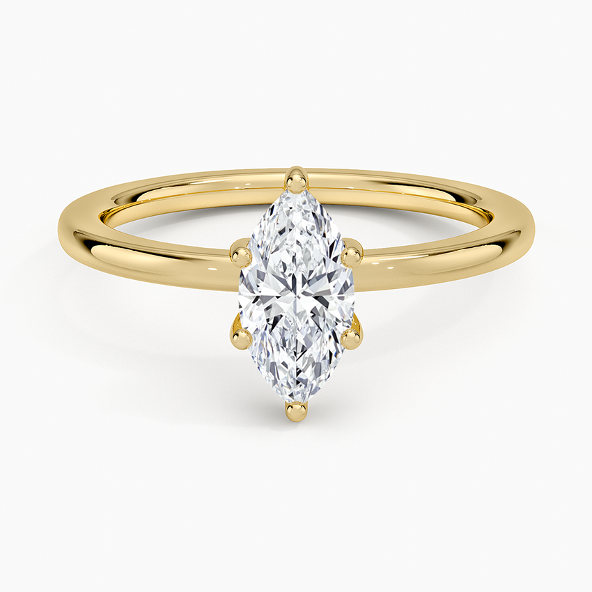 Sydney Perfect Fit Hidden Halo Six-Prong Diamond Ring Yellow Gold 18k Marquise Engagement Ring