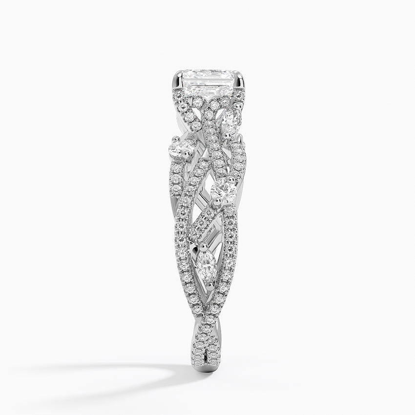 Grand Secret Garden Diamond Ring Platinum Asscher Engagement Ring