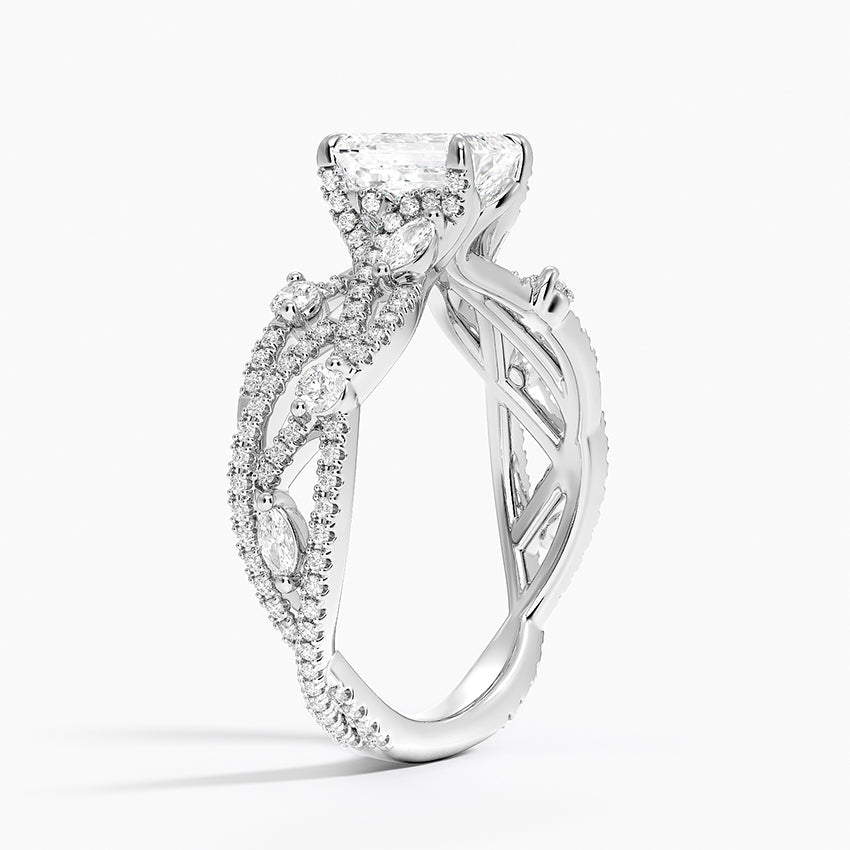 Grand Secret Garden Diamond Ring Platinum Emerald Engagement Ring