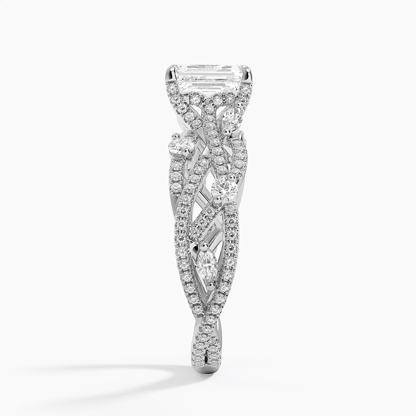 Grand Secret Garden Diamond Ring Platinum Emerald Engagement Ring