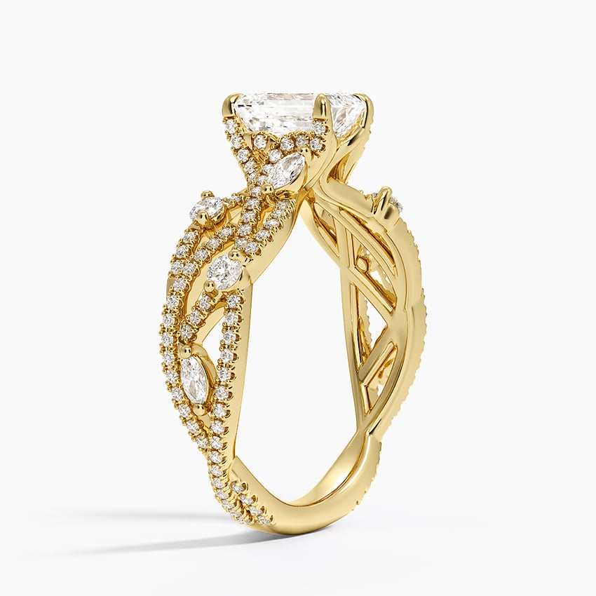 Grand Secret Garden Diamond Ring Yellow Gold 18k Emerald Engagement Ring