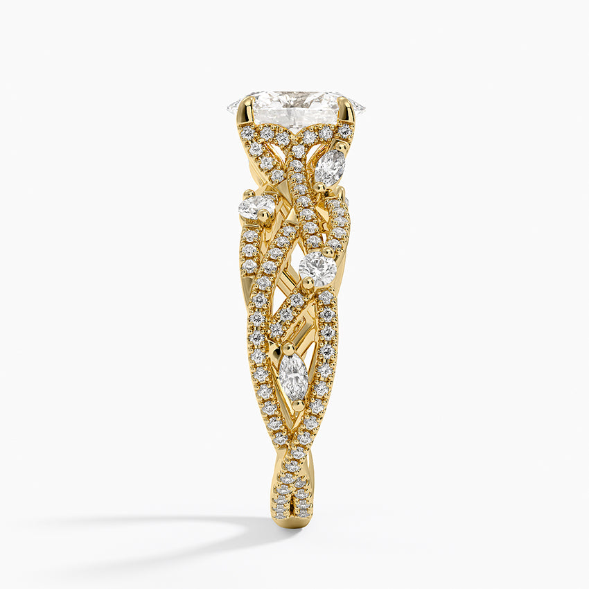 Grand Secret Garden Diamond Ring Yellow Gold 18k Oval Engagement Ring