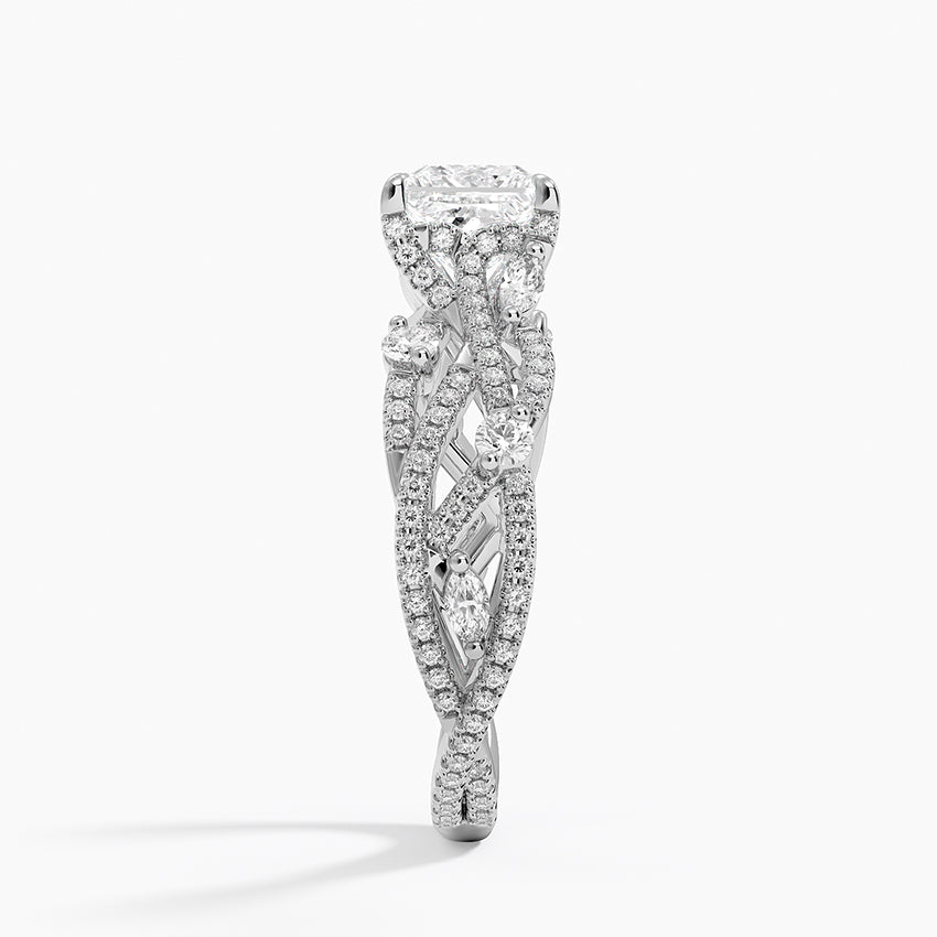 Grand Secret Garden Diamond Ring Platinum Princess Engagement Ring