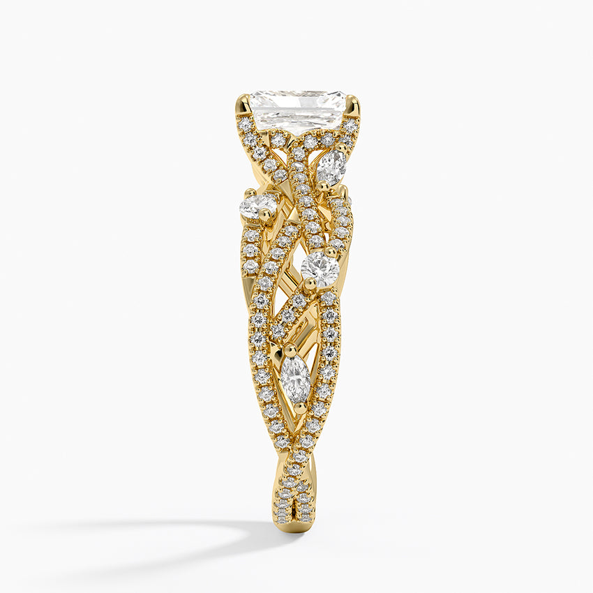 Grand Secret Garden Diamond Ring Yellow Gold 18k Radiant Engagement Ring