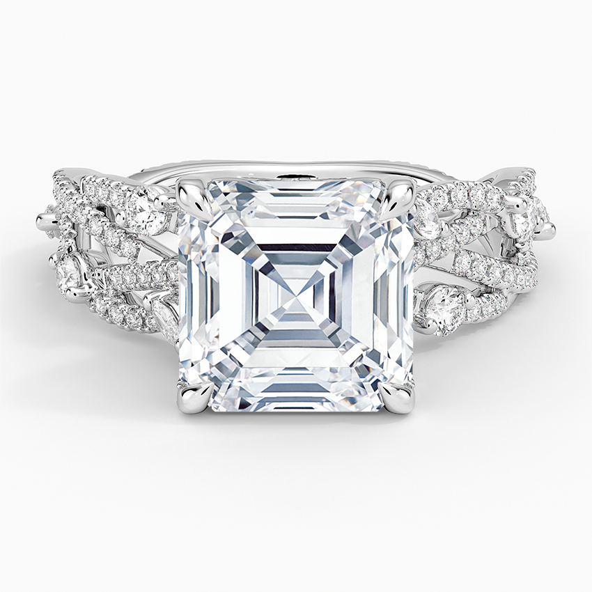 Grand Secret Garden Diamond Ring Platinum Asscher Engagement Ring