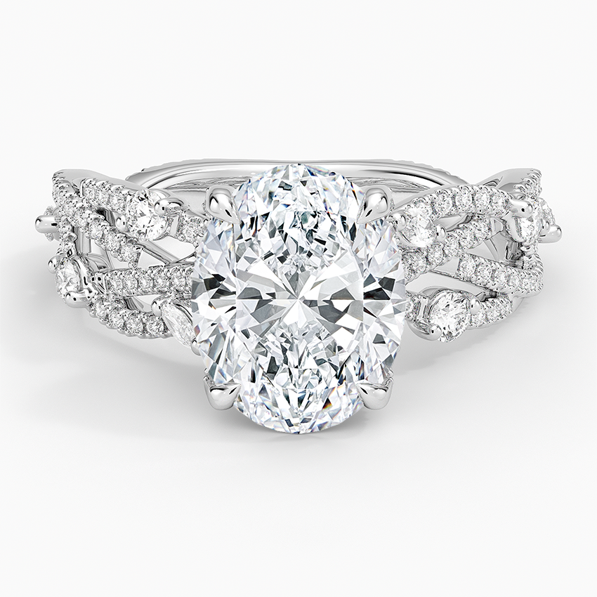 Grand Secret Garden Diamond Ring Platinum Oval Engagement Ring