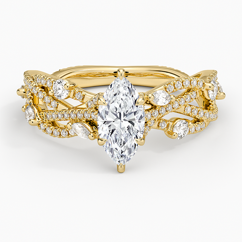 Grand Secret Garden Diamond Ring Yellow Gold 18k Marquise Engagement Ring