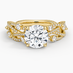 Grand Secret Garden Diamond Ring Yellow Gold 18k Round Engagement Ring