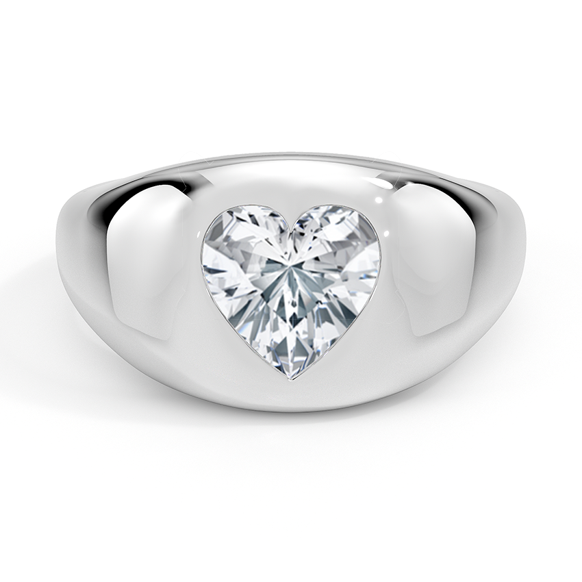 Sloane Flush Set Solitaire Dome Engagement Ring 18K White Gold HT