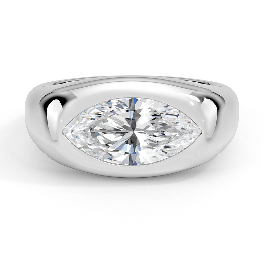 Sloane Flush Set Solitaire Dome Engagement Ring 18K White Gold MQ