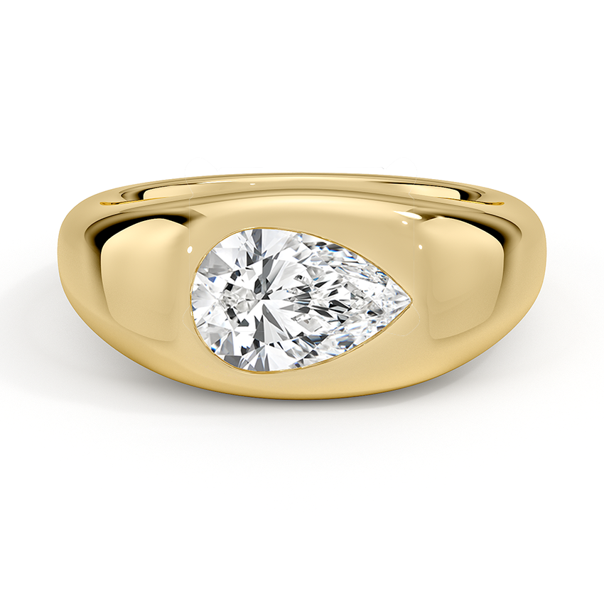 Sloane Flush Set Solitaire Dome Engagement Ring 18K Yellow Gold PE