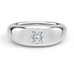 Sloane Flush Set Solitaire Dome Engagement Ring 18K White Gold PR