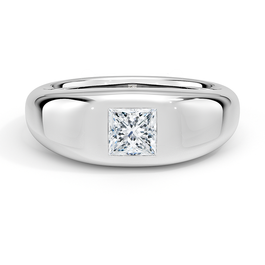 Sloane Flush Set Solitaire Dome Engagement Ring 18K White Gold PR