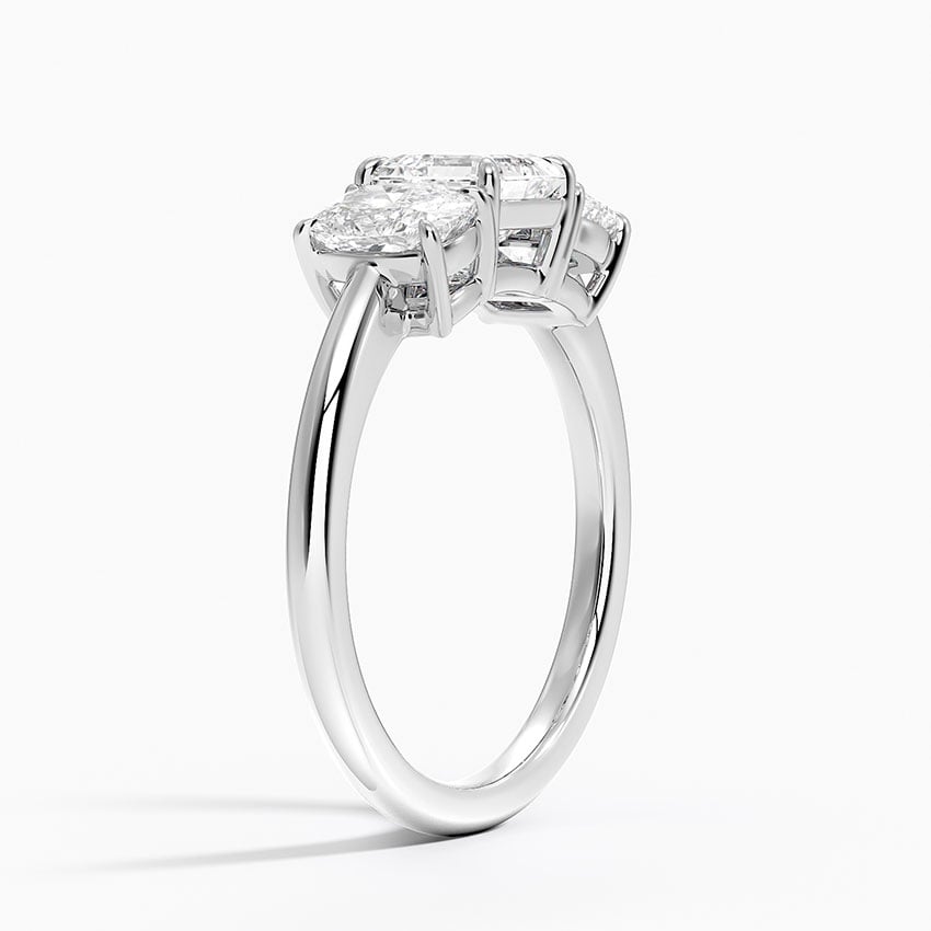 Luxe Faye Elongated Cushion Three Stone Diamond Ring (1 ct. tw.) Platinum Asscher Engagement Ring