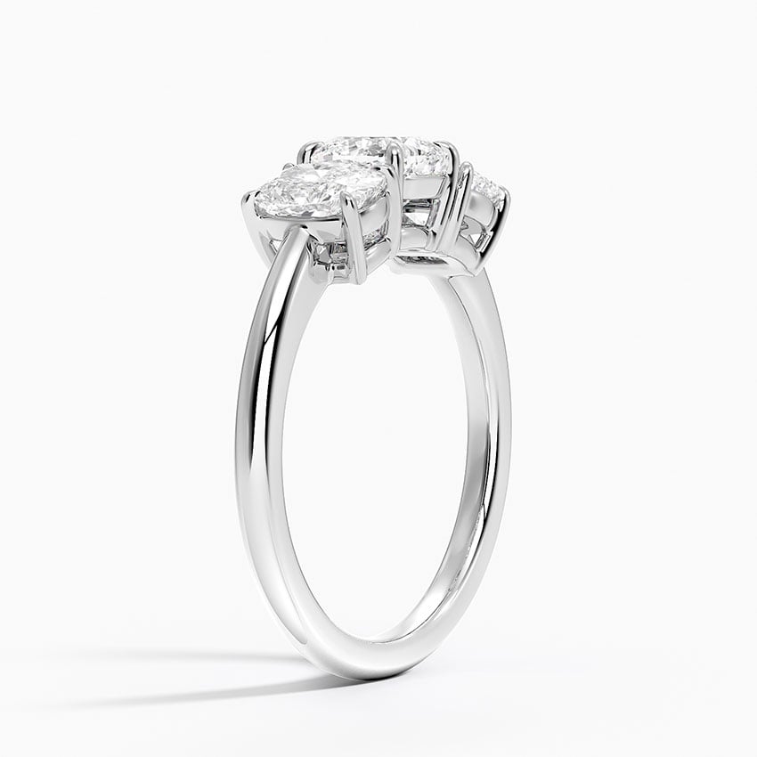 Luxe Faye Elongated Cushion Three Stone Diamond Ring (1 ct. tw.) Platinum Cushion Engagement Ring