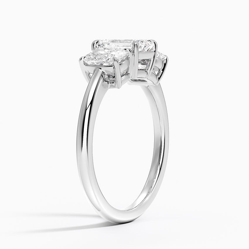 Luxe Faye Elongated Cushion Three Stone Diamond Ring (1 ct. tw.) Platinum Emerald Engagement Ring