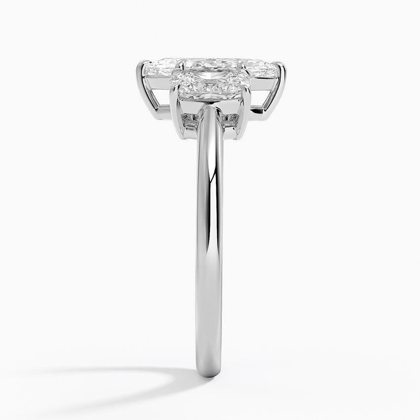 Luxe Faye Elongated Cushion Three Stone Diamond Ring (1 ct. tw.) Platinum Marquise Engagement Ring