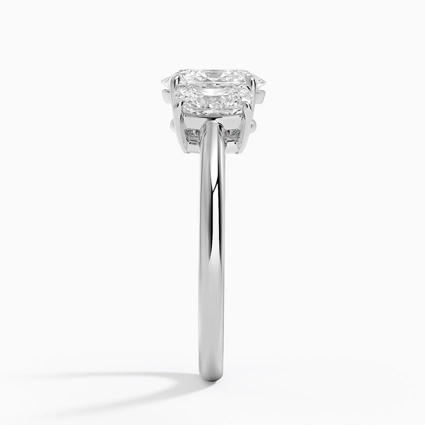Luxe Faye Elongated Cushion Three Stone Diamond Ring (1 ct. tw.) Platinum Oval Engagement Ring
