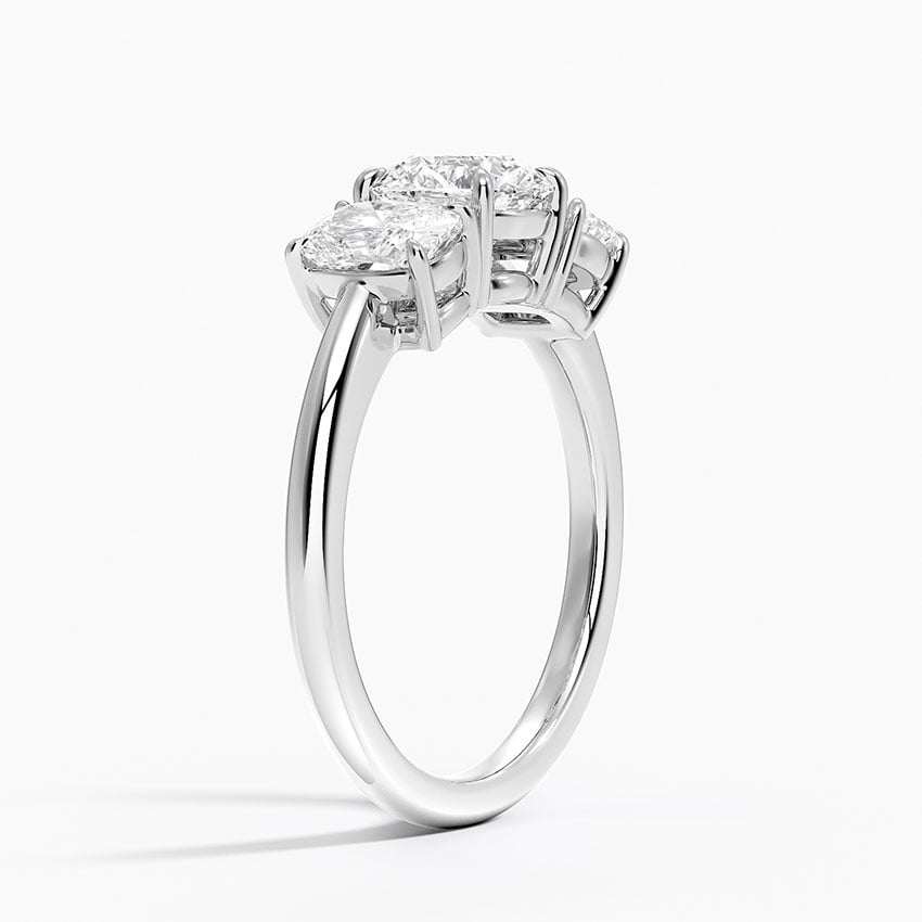 Luxe Faye Elongated Cushion Three Stone Diamond Ring (1 ct. tw.) Platinum Round Engagement Ring