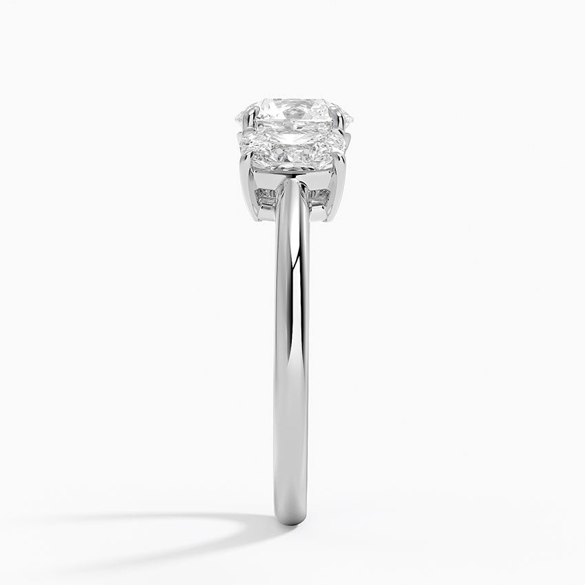 Luxe Faye Elongated Cushion Three Stone Diamond Ring (1 ct. tw.) Platinum Round Engagement Ring
