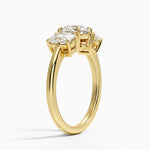 Luxe Faye Elongated Cushion Three Stone Diamond Ring (1 ct. tw.) Yellow Gold 18k Round Engagement Ring