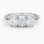 Luxe Faye Elongated Cushion Three Stone Diamond Ring (1 ct. tw.) Platinum Cushion Engagement Ring