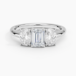 Luxe Faye Elongated Cushion Three Stone Diamond Ring (1 ct. tw.) Platinum Emerald Engagement Ring