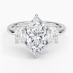 Luxe Faye Elongated Cushion Three Stone Diamond Ring (1 ct. tw.) Platinum Marquise Engagement Ring