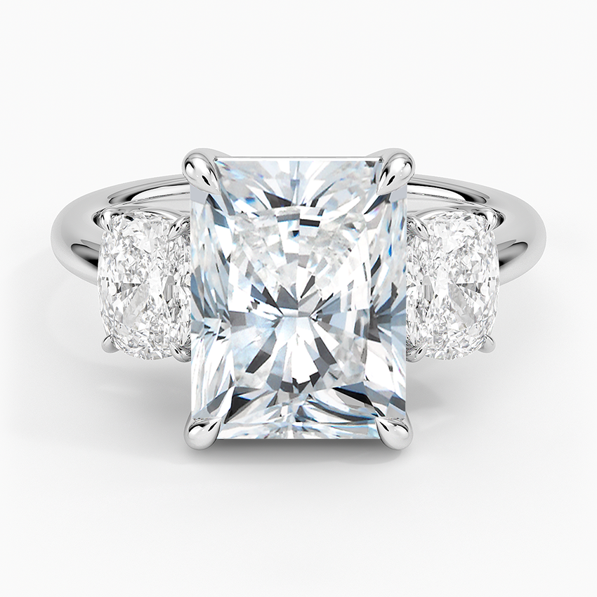 Luxe Faye Elongated Cushion Three Stone Diamond Ring (1 ct. tw.) Platinum Radiant Engagement Ring