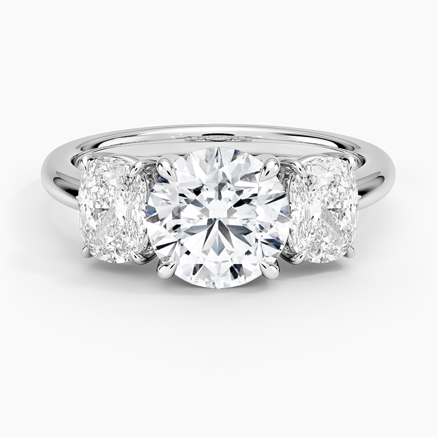 Luxe Faye Elongated Cushion Three Stone Diamond Ring (1 ct. tw.) Platinum Round Engagement Ring