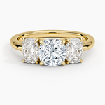 Luxe Faye Elongated Cushion Three Stone Diamond Ring (1 ct. tw.) Yellow Gold 18k Cushion Engagement Ring