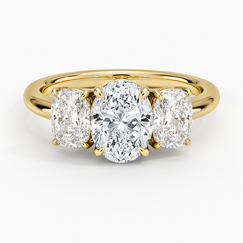 Luxe Faye Elongated Cushion Three Stone Diamond Ring (1 ct. tw.) Yellow Gold 18k Oval Engagement Ring
