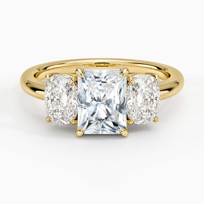 Luxe Faye Elongated Cushion Three Stone Diamond Ring (1 ct. tw.) Yellow Gold 18k Radiant Engagement Ring