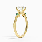 Camellia Milgrain Green Gemstone and Diamond Ring Yellow Gold 18k Oval Engagement Ring